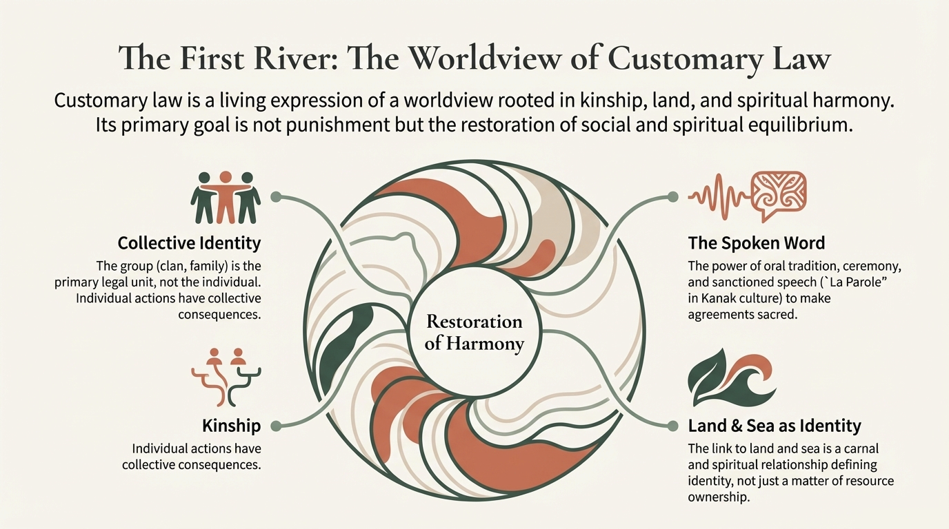 Diagram of family branches and land parcels used to show how genealogical claims can overlap in French Polynesia.